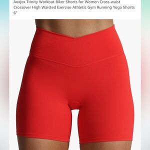 Red Cross waist biker shorts